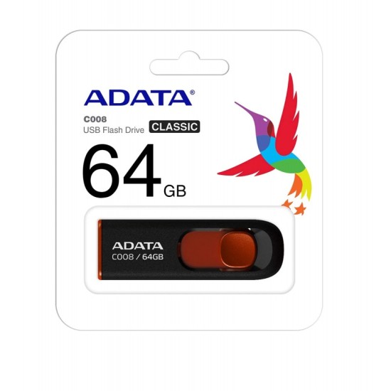 Memory Stick USB-A 2.0 FlashDrive Adata C008 64Gb AC008-64G-RKD Memory Stick USB-A 2.0 FlashDrive Adata C008 64Gb AC008-64G-RKD