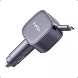 Φορτιστής Αυτοκινήτου Anker Nano 75W Car Charger USB-C 45W + USB-C 30W Port Black 75 cm Retractable Cable
