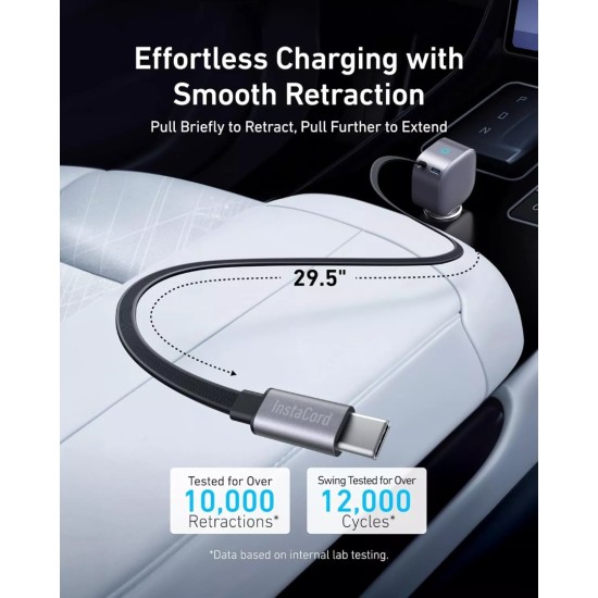 Φορτιστής Αυτοκινήτου Anker Nano 75W Car Charger USB-C 45W + USB-C 30W Port Black 75 cm Retractable Cable Φορτιστής Αυτοκινήτου Anker Nano 75W Car Charger USB-C 45W + USB-C 30W Port Black 75 cm Retractable Cable