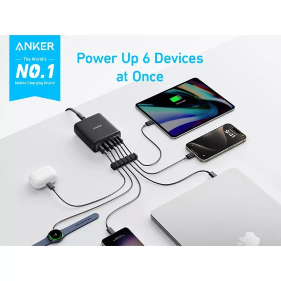 Επιτραπέζιος Φορτιστής Anker 6-in-1 Charging Station 112W (3x USB-C + 3x USB-A) - Black