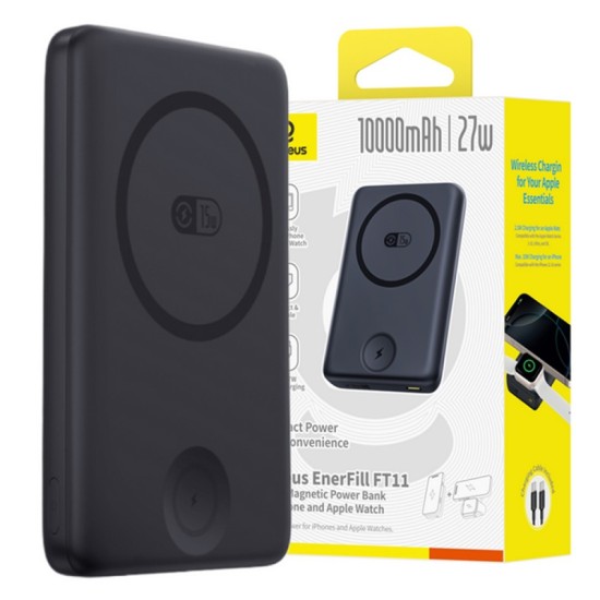 Powerbank Baseus Bank EnerFill FT11 10000mAh 27W PD + QI + FQI Black P1008210G123-00 Powerbank Baseus Bank EnerFill FT11 10000mAh 27W PD + QI + FQI Black P1008210G123-00