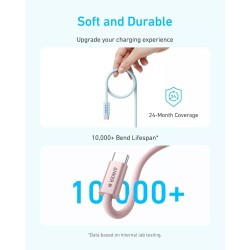 Καλώδιο Anker Zolo USB 2.0 Cable USB-C male - USB-C 240W PD Λευκό 1m A8060H21