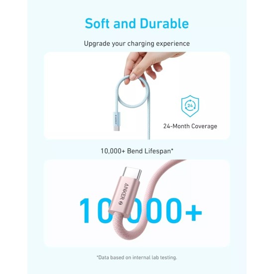 Καλώδιο Anker Zolo USB 2.0 Cable USB-C male - USB-C 240W PD Λευκό 1m A8060H21