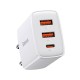 Φορτιστής Baseus Compact Quick Charger, 2xUSB, USB-C, PD, 3A, 30W (White)