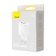 Φορτιστής Baseus Compact Quick Charger, 2xUSB, USB-C, PD, 3A, 30W (White)