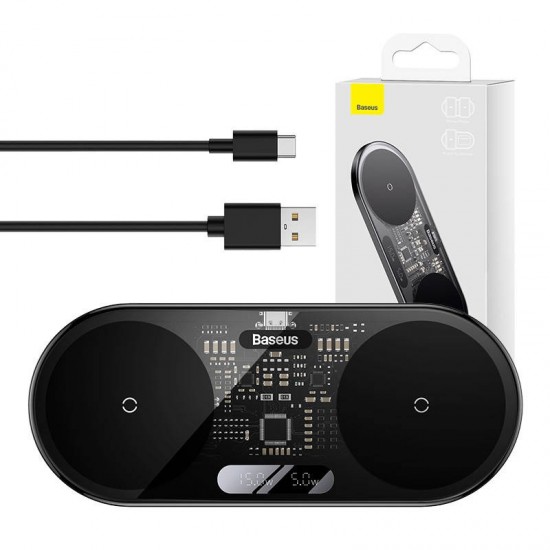 Ασύρματος Φορτιστής Baseus Qi Simple 2, 15W με καλώδιο USB-C σε USB-C (Μαύρο) Ασύρματος Φορτιστής Baseus Qi Simple 2, 15W με καλώδιο USB-C σε USB-C (Μαύρο)