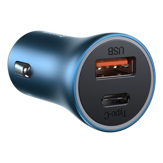 Φορτιστής Αυτοκινήτου Baseus Golden Contactor Pro, USB + USB-C, QC4.0+, PD, SCP, 40W (Μπλε) Φορτιστής Αυτοκινήτου Baseus Golden Contactor Pro, USB + USB-C, QC4.0+, PD, SCP, 40W (Μπλε)