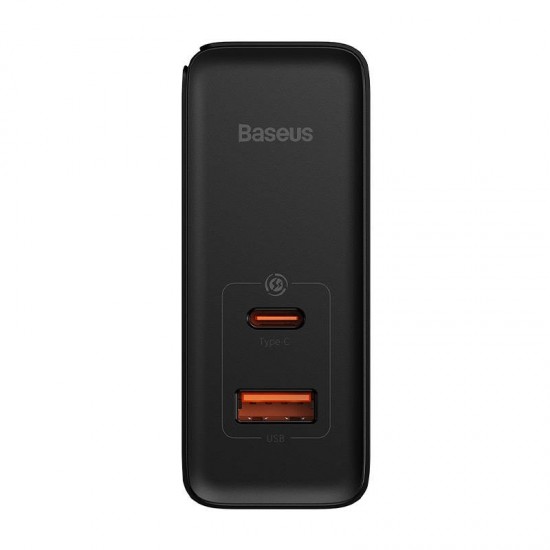 Φορτιστής Baseus GaN USB-C+USB, 100W με Καλώδιο 1m (Μαύρο)
