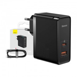 Φορτιστής Baseus GaN USB-C+USB, 100W με Καλώδιο 1m (Μαύρο)