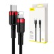 Baseus Καλώδιο Cafule USB-C σε Lightning 18W 1m (Μαύρο/Κόκκινο)