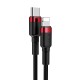 Baseus Καλώδιο Cafule USB-C σε Lightning 18W 1m (Μαύρο/Κόκκινο)
