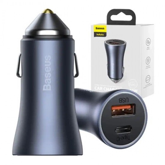 Φορτιστής Αυτοκινήτου Baseus Golden Contactor Pro, USB + USB-C, QC4.0+, PD, SCP, 40W (Γκρι) Φορτιστής Αυτοκινήτου Baseus Golden Contactor Pro, USB + USB-C, QC4.0+, PD, SCP, 40W (Γκρι)
