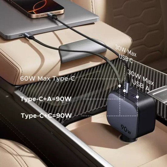 Φορτιστής Αυτοκινήτου Car Charger UGREEN EC603 90W 6.1A 1 x USB-A - 1 x USB-C with USB-C Cable Grey Φορτιστής Αυτοκινήτου Car Charger UGREEN EC603 90W 6.1A 1 x USB-A - 1 x USB-C with USB-C Cable Grey