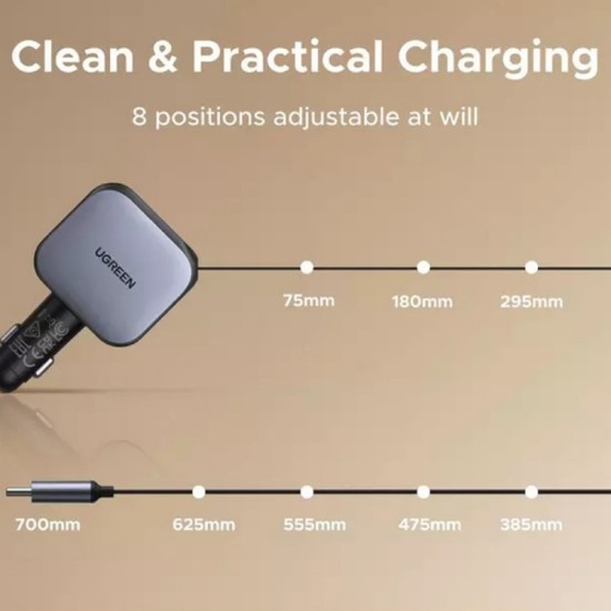 Φορτιστής Αυτοκινήτου Car Charger UGREEN EC603 90W 6.1A 1 x USB-A - 1 x USB-C with USB-C Cable Grey Φορτιστής Αυτοκινήτου Car Charger UGREEN EC603 90W 6.1A 1 x USB-A - 1 x USB-C with USB-C Cable Grey