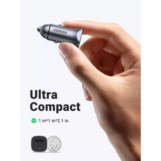 Φορτιστής Αυτοκινήτου UGREEN 30W USB-C USB-A PD QC 3.0 Grey Φορτιστής Αυτοκινήτου UGREEN 30W USB-C USB-A PD QC 3.0 Grey