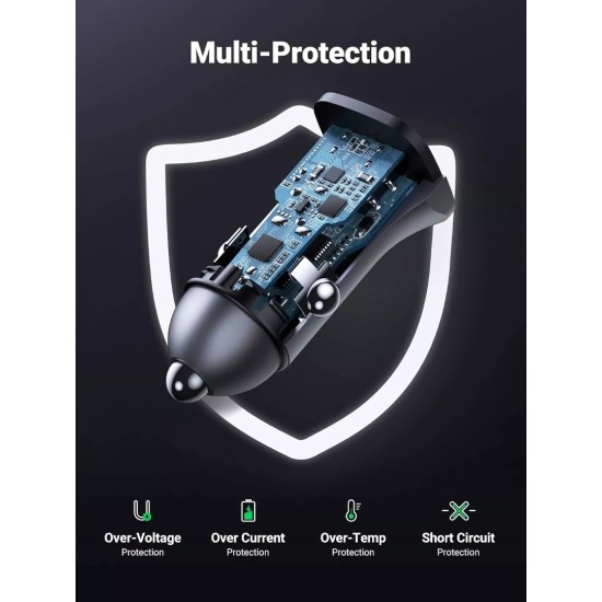 Φορτιστής Αυτοκινήτου UGREEN 30W USB-C USB-A PD QC 3.0 Grey Φορτιστής Αυτοκινήτου UGREEN 30W USB-C USB-A PD QC 3.0 Grey