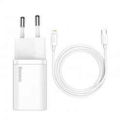 Φορτιστής Baseus Wall Charger Super Si 20W 3A USB-C, with Lightning Cable, White TZCCSUP-B02