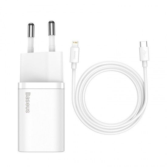 Φορτιστής Baseus Wall Charger Super Si 20W 3A USB-C, with Lightning Cable, White TZCCSUP-B02 Φορτιστής Baseus Wall Charger Super Si 20W 3A USB-C, with Lightning Cable, White TZCCSUP-B02