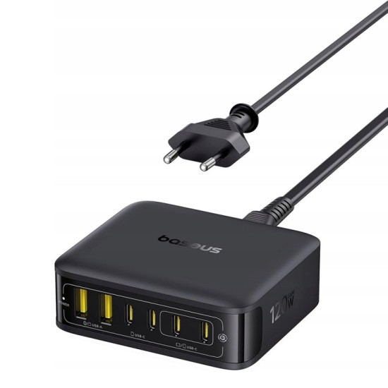 Φορτιστής Desktop Charger Baseus EnerFill FH21 120W 3.25A 2 x USB-A - 4 x USB-C Black Φορτιστής Desktop Charger Baseus EnerFill FH21 120W 3.25A 2 x USB-A - 4 x USB-C Black