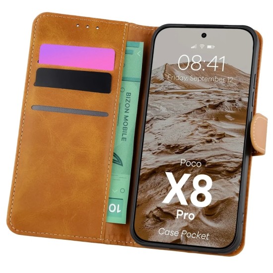 Θήκη Βιβλίο Bizon Case Pocket Xiaomi Poco X8 Pro brown Θήκη Βιβλίο Bizon Case Pocket Xiaomi Poco X8 Pro brown