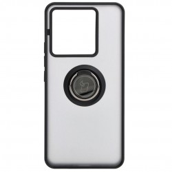 Θήκη Σιλικόνης Bizon Case Hybrid Ring Xiaomi Redmi Note 14 5G smoky with a dark green frame