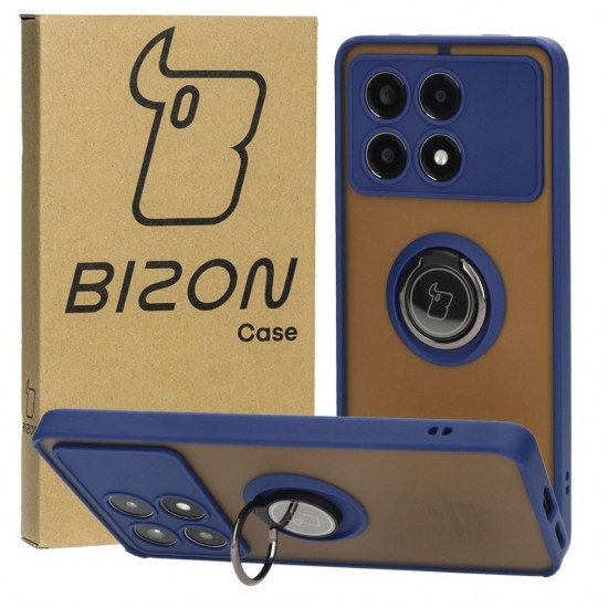Θήκη Σιλικόνης Bizon Case Hybrid Ring Xiaomi Poco X6 Pro smoky with a navy blue frame