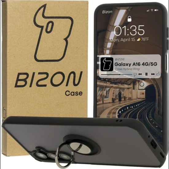 Θήκη Σιλικόνης Bizon Case Hybrid Ring For Samsung Galaxy A16 4G/5G smoky with a black frame Θήκη Σιλικόνης Bizon Case Hybrid Ring For Samsung Galaxy A16 4G/5G smoky with a black frame