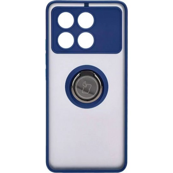 Θήκη Σιλικόνης Bizon Case Hybrid Ring Xiaomi Poco X6 Pro smoky with a navy blue frame