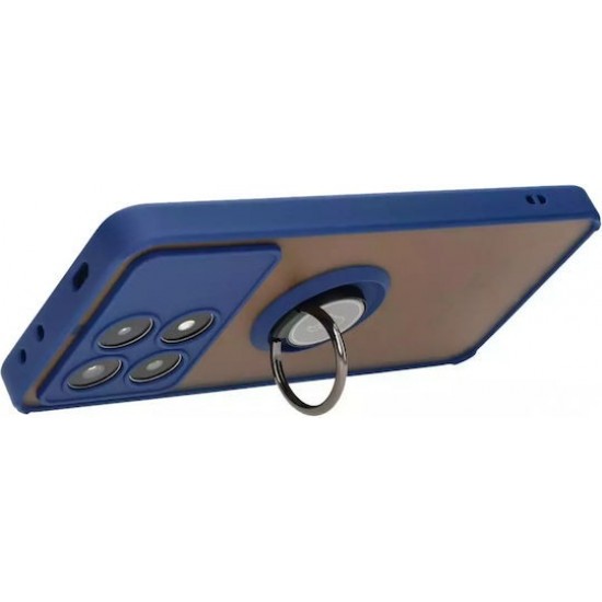 Θήκη Σιλικόνης Bizon Case Hybrid Ring Xiaomi Poco X6 Pro smoky with a navy blue frame
