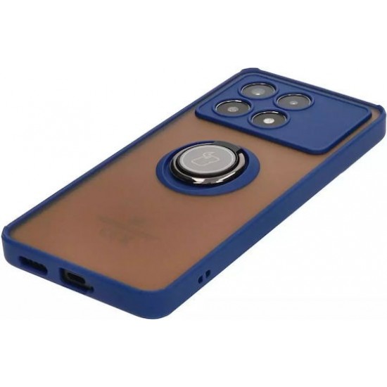 Θήκη Σιλικόνης Bizon Case Hybrid Ring Xiaomi Poco X6 Pro smoky with a navy blue frame