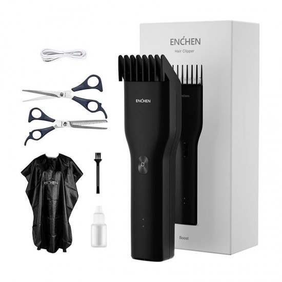 Επαναφορτιζόμενη Κουρευτική Μηχανή Hair clipper (3-21mm) + accessories ENCHEN BOOST-B Set (black)