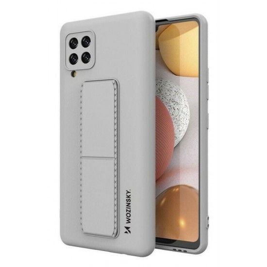 Θήκη Σιλικόνης Wozinsky Kickstand Case flexible silicone cover with a stand Samsung Galaxy A12 grey