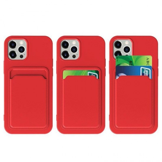 Θήκη Σιλικόνης Card Case Silicone Wallet Wallet with Card Slot Documents for Samsung Galaxy A13 5G pink