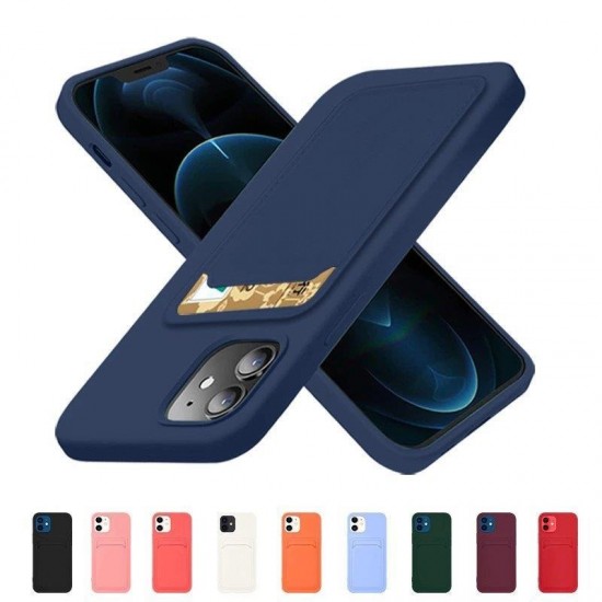 Θήκη Σιλικόνης Card Case Silicone Wallet Wallet with Card Slot Documents for Samsung Galaxy A13 5G pink