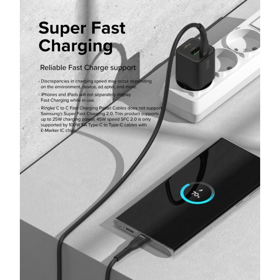 Καλώδιο Ringke Fast Charging Pastel Cable - C Type - C Type 1.2m Black (CB60174RS) Καλώδιο Ringke Fast Charging Pastel Cable - C Type - C Type 1.2m Black (CB60174RS)