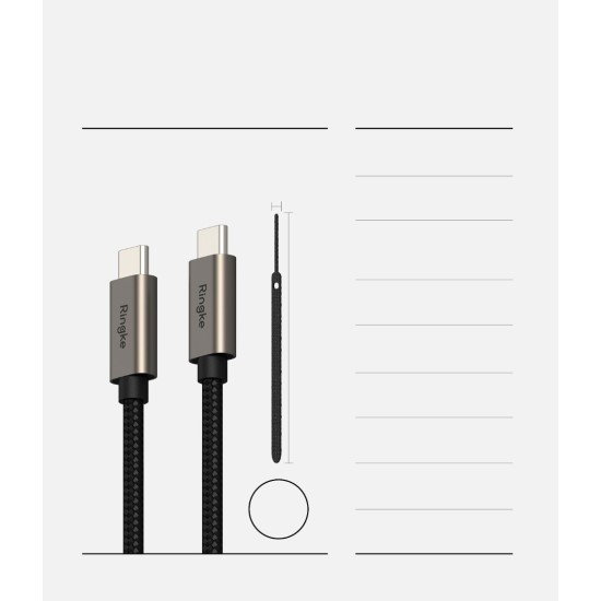 Καλώδιο Ringke Fast Charging Cable USB 3.2 Gen 2x2 USB-C 2m Black (CB806S02RS)