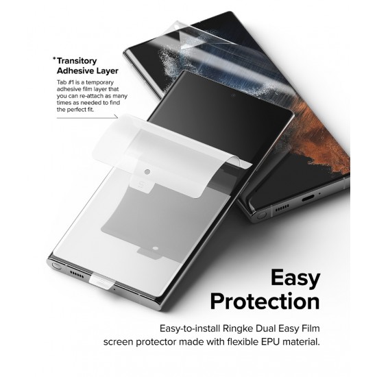 Μεμβράνη Προστασίας Ringke Screen Protector Dual Easy Film Samsung Galaxy S22 Ultra (1 + 1 Added Bonus Pack) (D2E044)