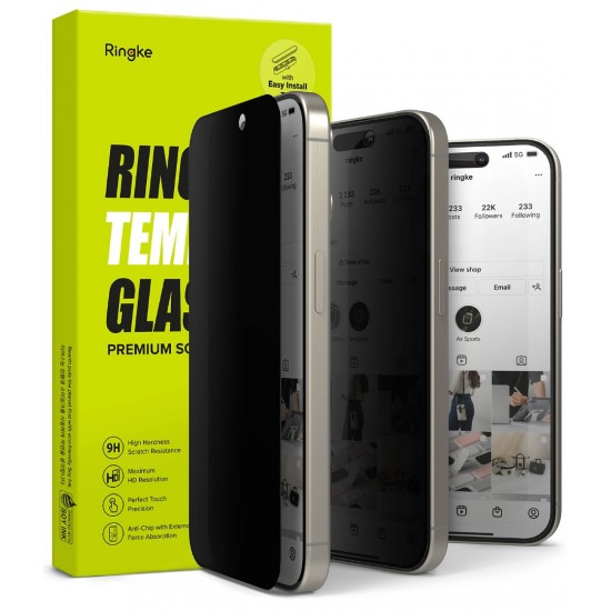 Γυαλί Προστασίας Ringke Privacy Tempered Glass Screen Protector Full Coveraged For iPhone 15 Pro Max jig Package (G4as120)