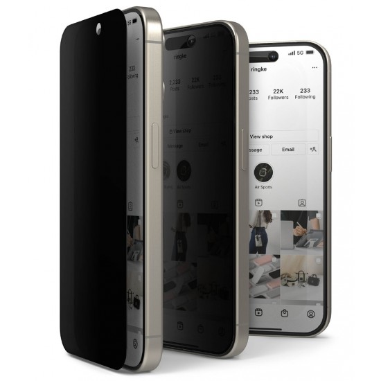 Γυαλί Προστασίας Ringke Privacy Tempered Glass Screen Protector Full Coveraged For iPhone 15 Pro Max jig Package (G4as120)