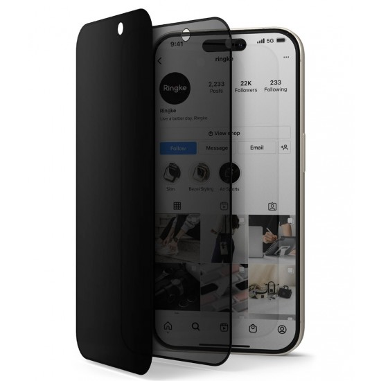 Γυαλί Προστασίας Ringke Privacy Tempered Glass Screen Protector Full Coveraged For iPhone 15 Pro Max jig Package (G4as120)