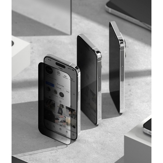 Γυαλί Προστασίας Ringke Privacy Tempered Glass Screen Protector Full Coveraged For iPhone 15 Pro Max jig Package (G4as120)