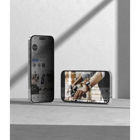 Γυαλί Προστασίας Ringke Privacy Tempered Glass Screen Protector Full Coveraged For iPhone 15 Pro Max jig Package (G4as120)