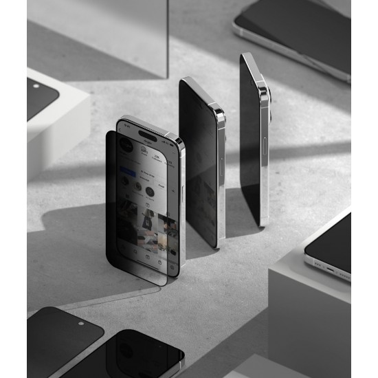 Γυαλί Προστασίας Ringke Privacy Tempered Glass Screen Protector Full Coveraged For iPhone 15 Pro Max jig Package (G4as120)