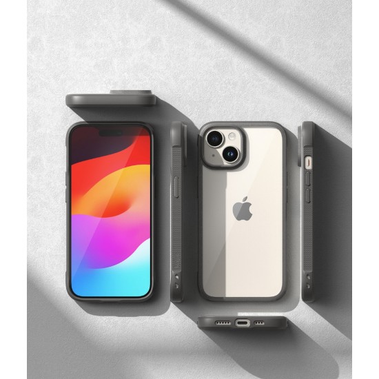 Θήκη Σιλικόνης Ringke Fusion Bold case with frame for iPhone 15 Clear Grey (FBD728E64)