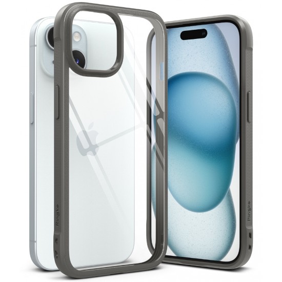 Θήκη Σιλικόνης Ringke Fusion Bold case with frame for iPhone 15 Clear Grey (FBD728E64)