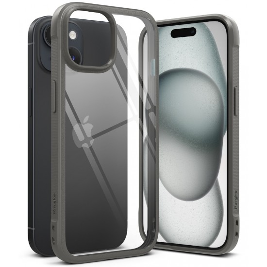Θήκη Σιλικόνης Ringke Fusion Bold case with frame for iPhone 15 Clear Grey (FBD728E64)