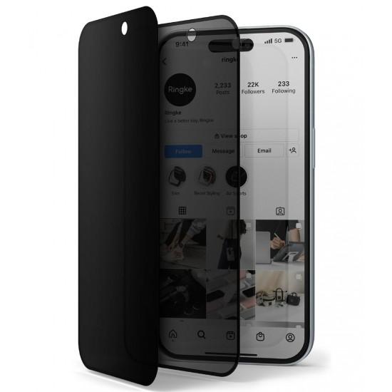 Γυαλί Προστασίας Ringke Privacy Tempered Glass Screen Protector Full Coveraged For iPhone 15 / 16 jig Package (G4as117)