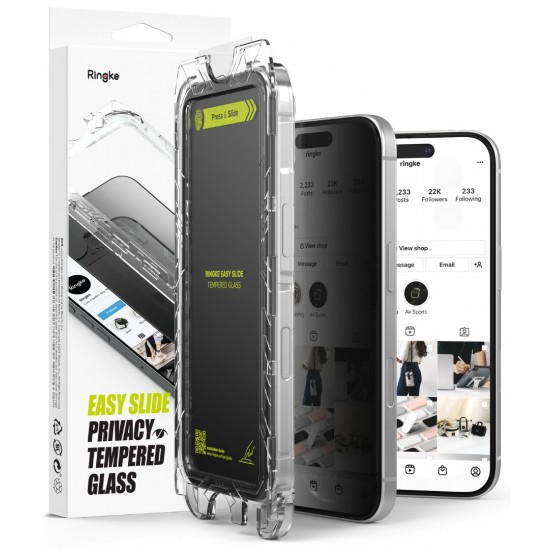 Γυαλί Προστασίας Ringke Easy Slide Privacy Tempered Glass Screen Protector for iPhone 16 Pro (2 Τεμάχια) (G4as928)