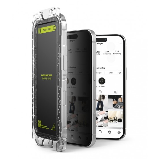 Γυαλί Προστασίας Ringke Easy Slide Privacy Tempered Glass Screen Protector for iPhone 16 Pro (2 Τεμάχια) (G4as928)