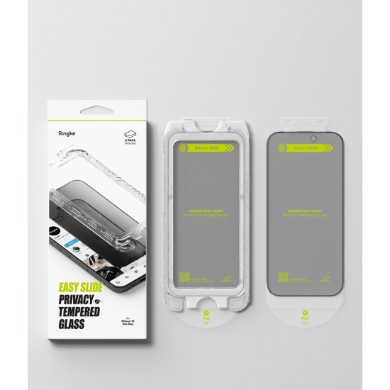 Γυαλί Προστασίας Ringke Easy Slide Privacy Tempered Glass Screen Protector for iPhone 16 Pro (2 Τεμάχια) (G4as928)